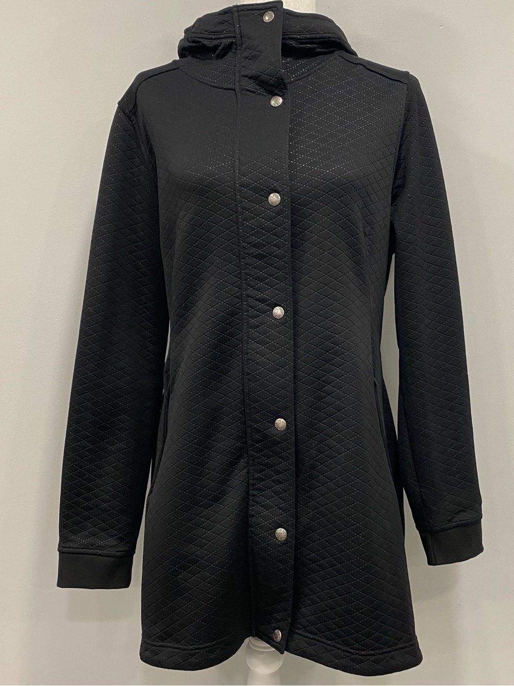 The North Face Women's L Black Recover-Up Long Fleece Jacket Soft Quilted Hooded